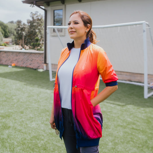 Short Sleeve Athletic Jacket Sunset Ombre