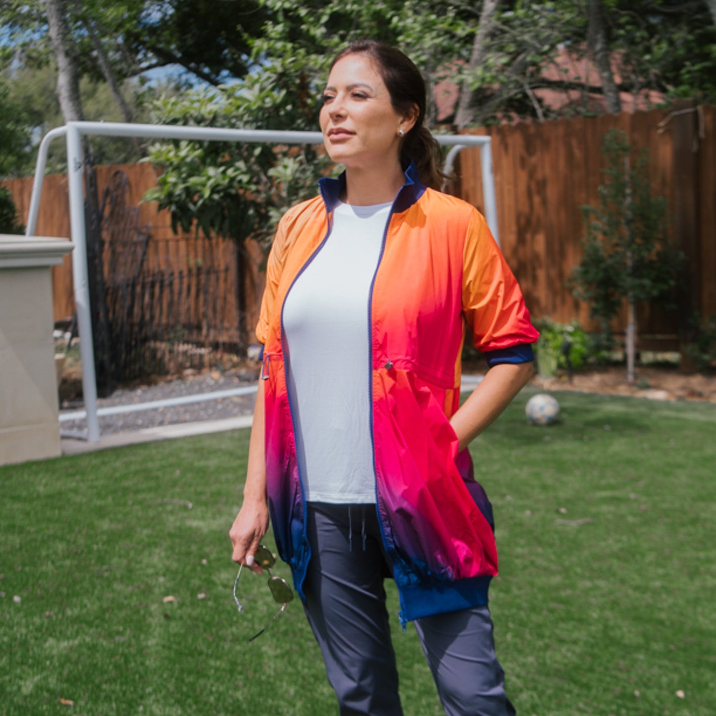 Short Sleeve Athletic Jacket Sunset Ombre