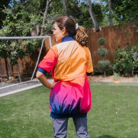 Short Sleeve Athletic Jacket Sunset Ombre