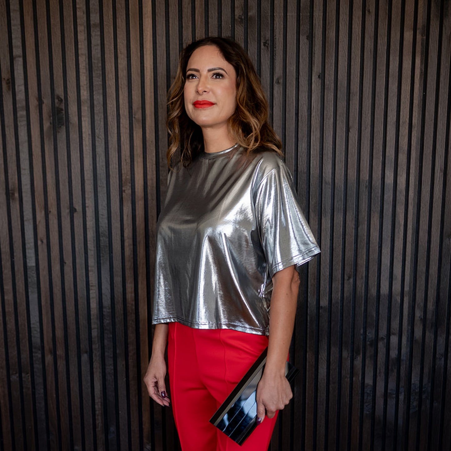 Liquid Silver Short Sleeve Boxy Shirt
