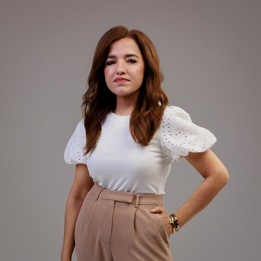 Eyelet Sleeve T-shirt White