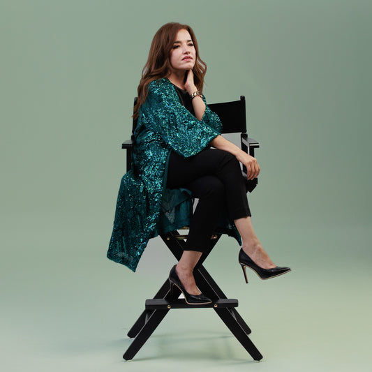 Sequin Duster Kimono Green