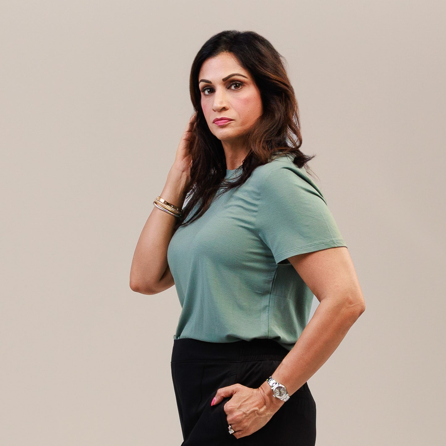Short Sleeve Crew Neck T-shirt Desert Green