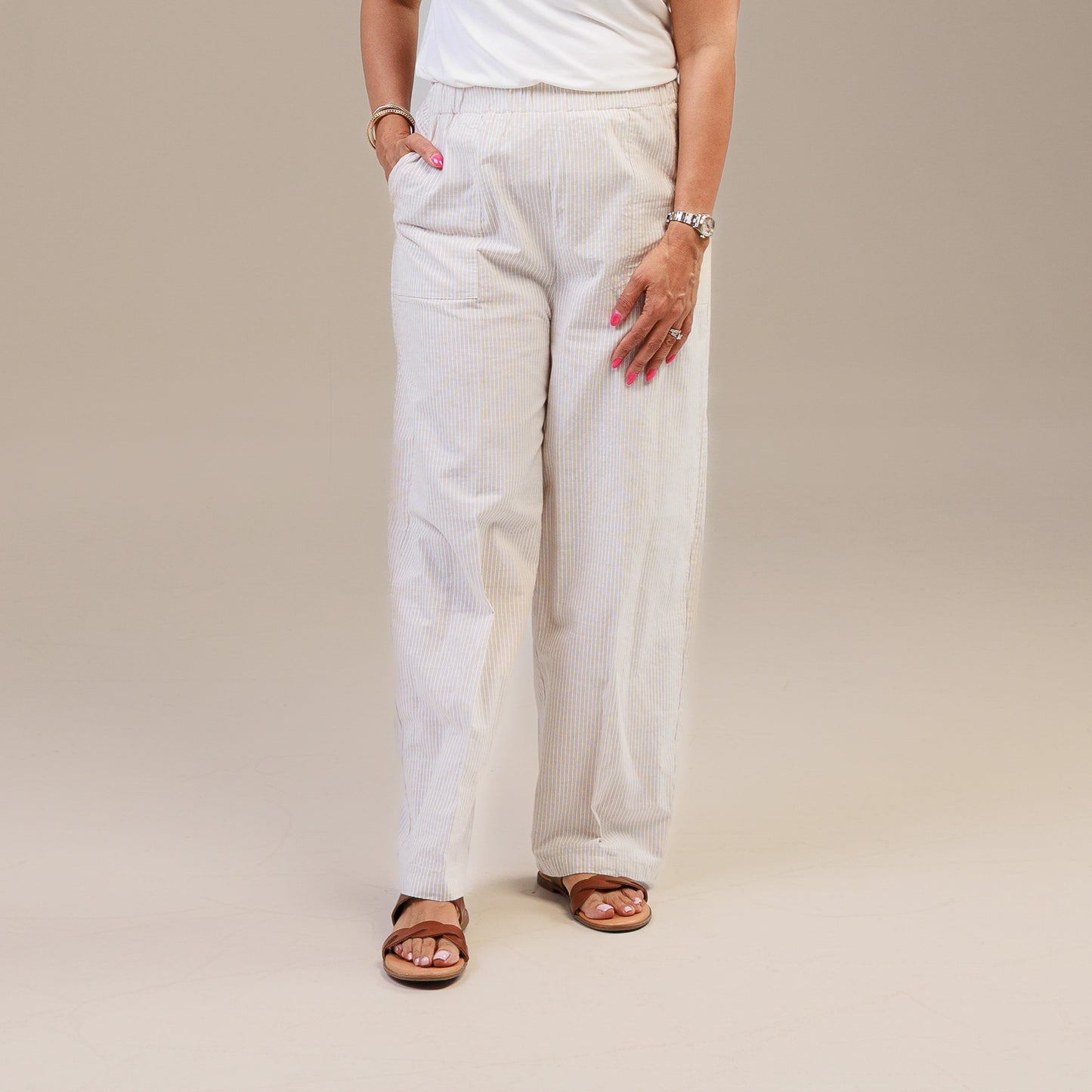 Cotton Pull On Pants Cream