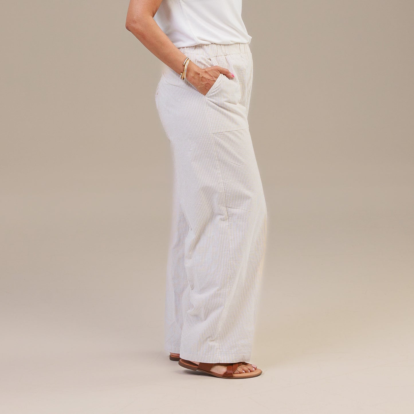 Cotton Pull On Pants Cream
