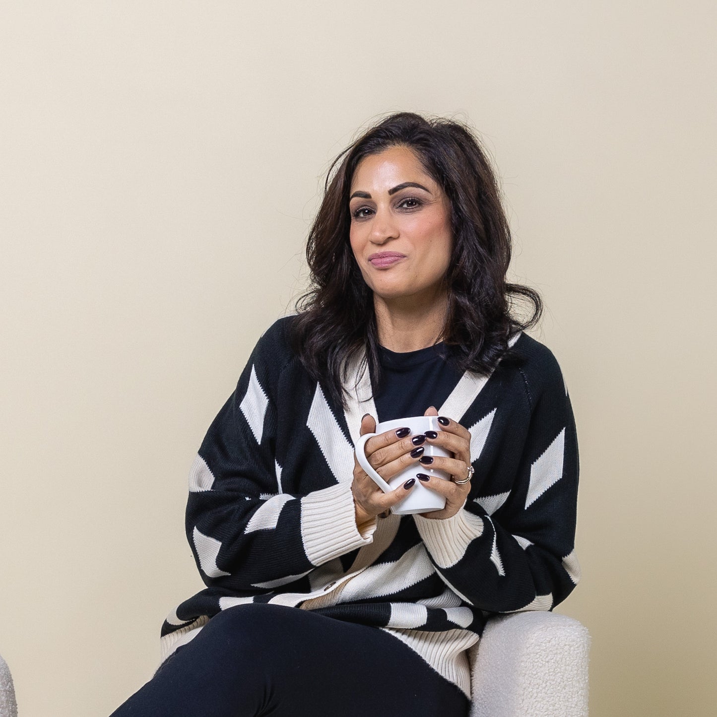 Graphic Cardigan Black Ivory
