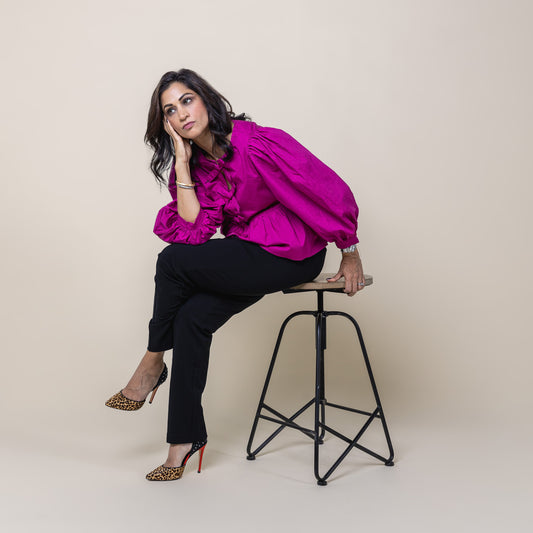 Bow Front Peplum Top Magenta