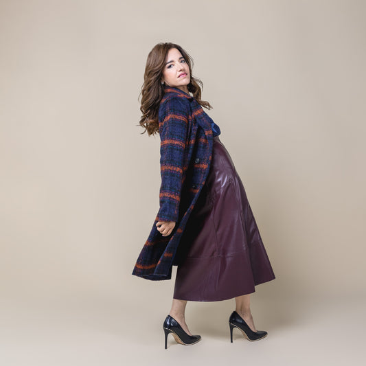Plaid Double Breasted Long Coat