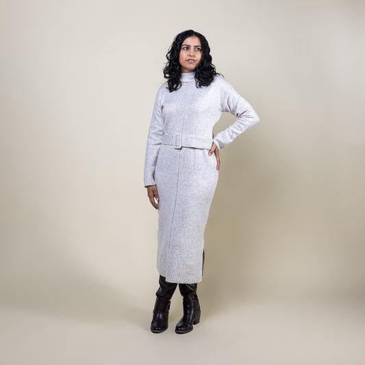 Long Sleeve Midi Sweater Dress Oatmeal
