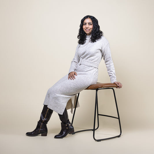 Long Sleeve Midi Sweater Dress Oatmeal