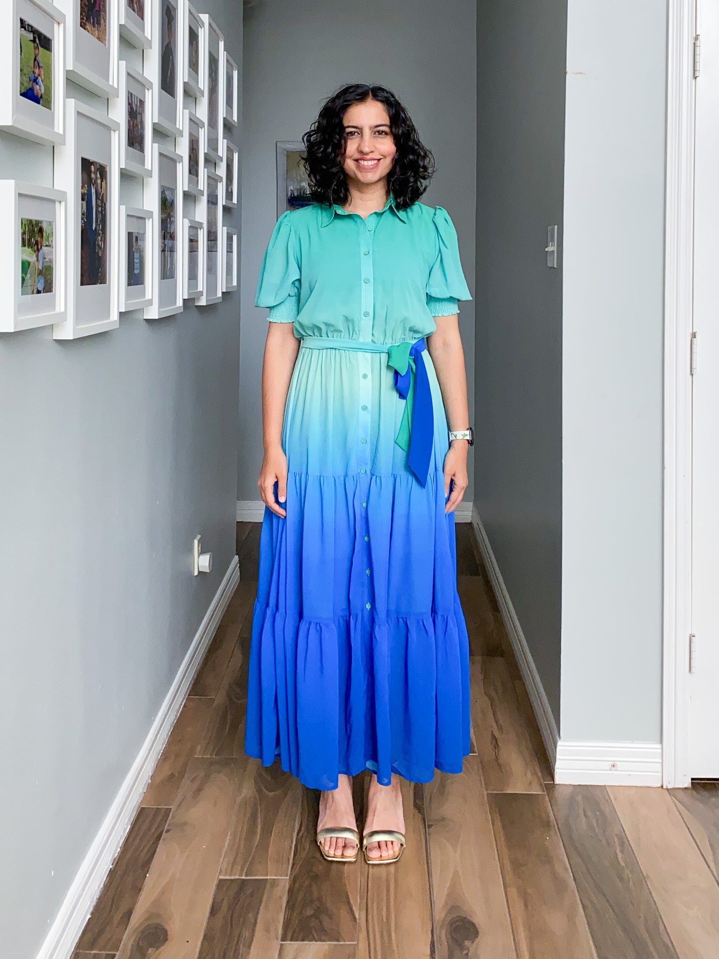 Ocean Ombre Short Sleeve Maxi Dress