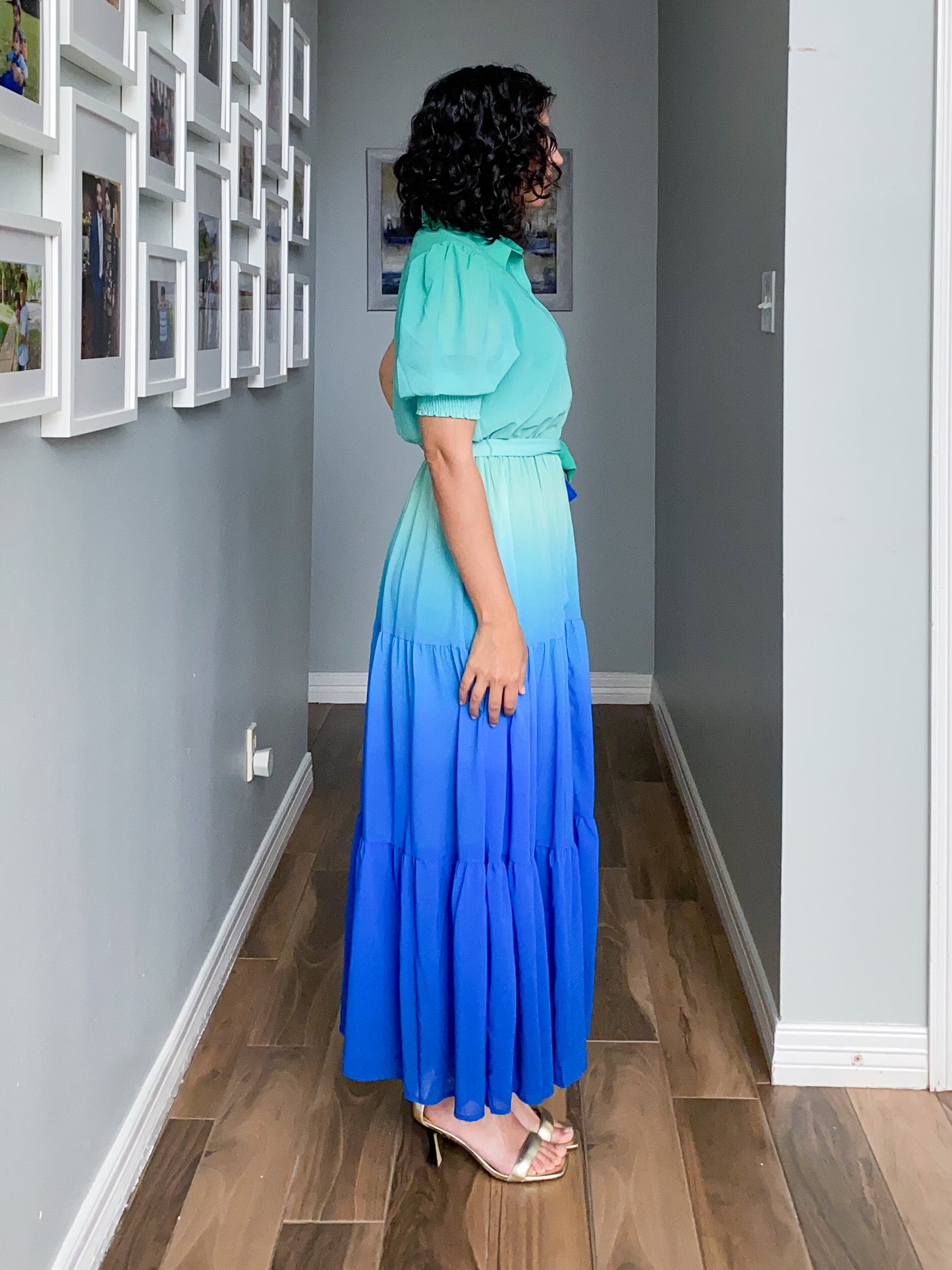 Ocean Ombre Short Sleeve Maxi Dress