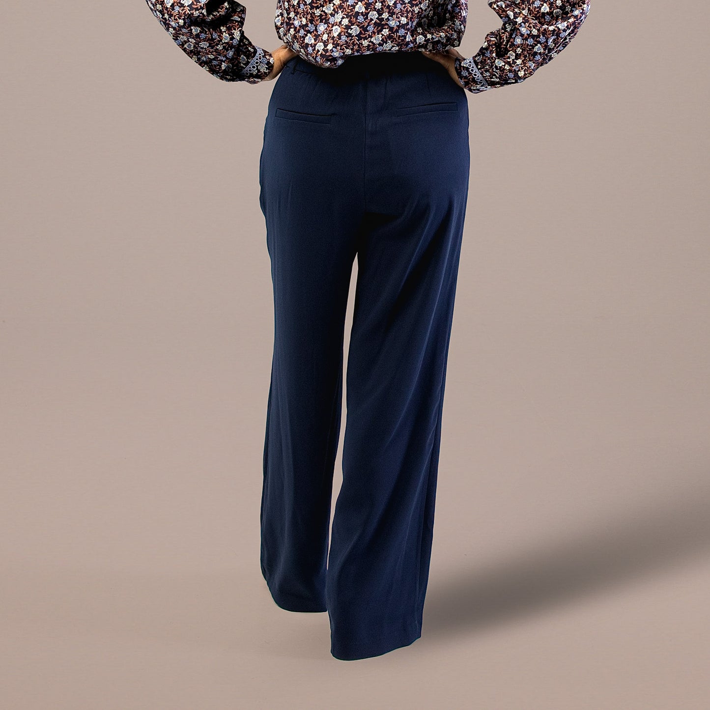 Pleated Wide Leg Pants Navy