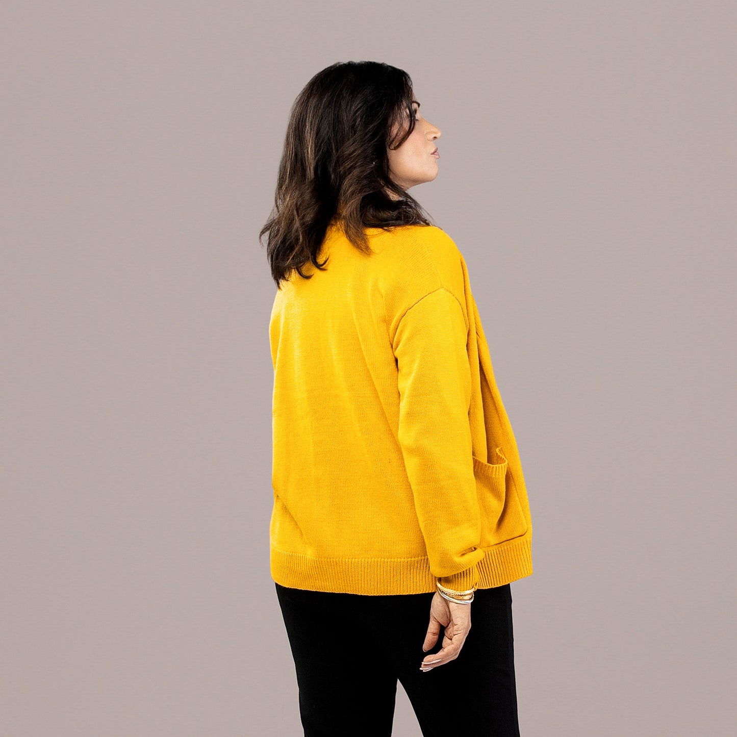 V-Neck Cardigan Sweater Yellow