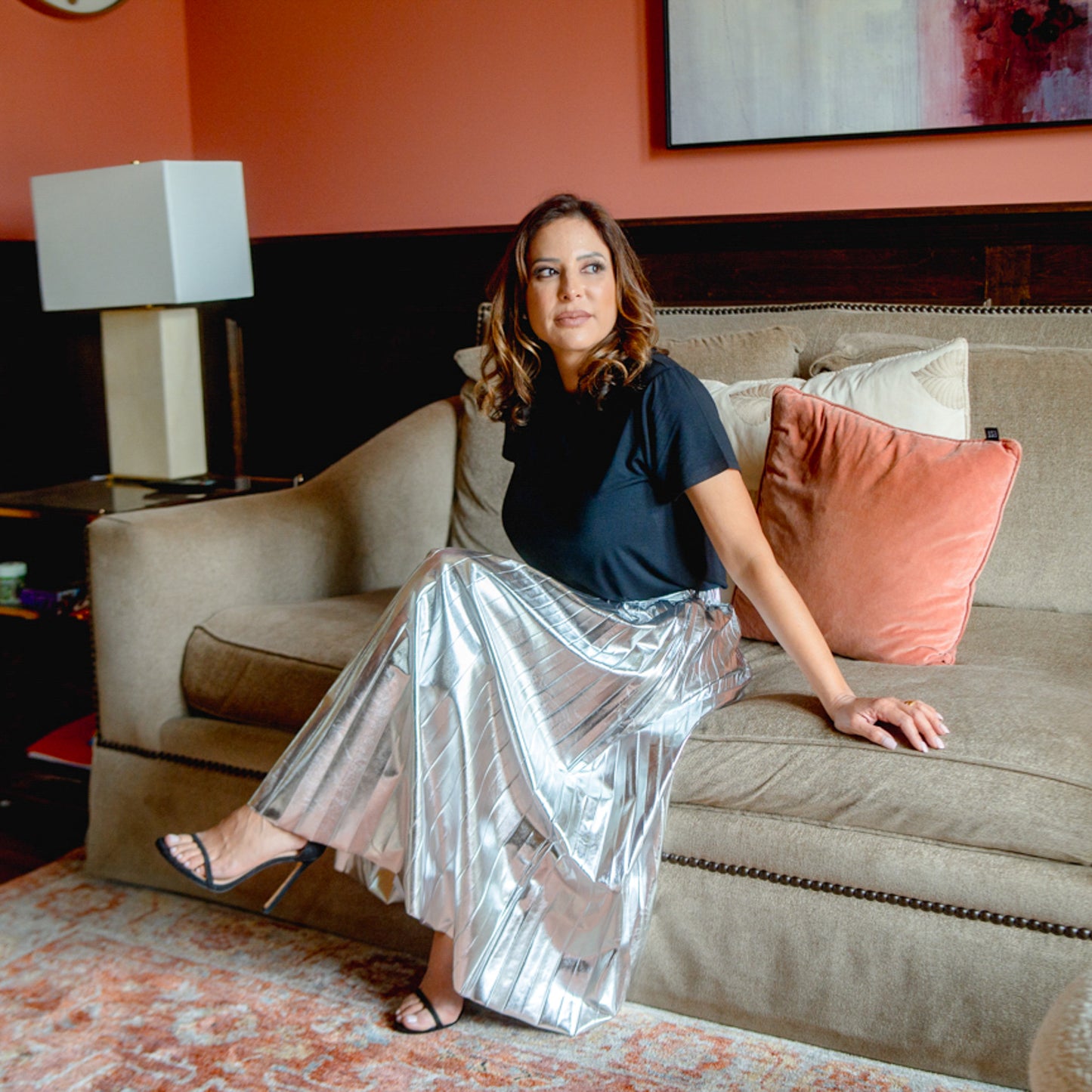 Pleated Maxi Skirt Silver