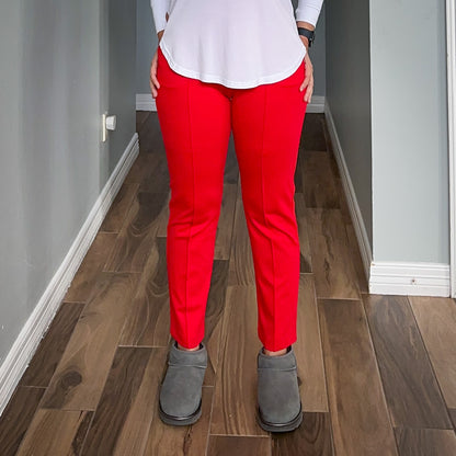 Ponte Knit Pintuck Pants Red