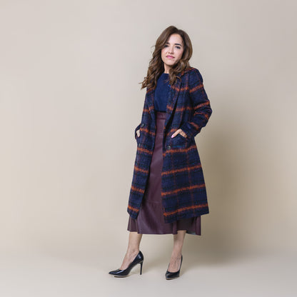 Plaid Double Breasted Long Coat