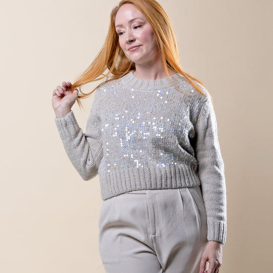 Sequin Pullover Sweater Dove