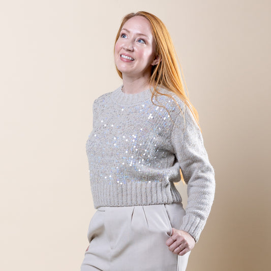 Sequin Pullover Sweater Dove