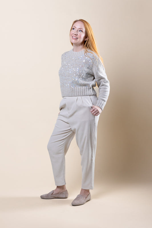 Sequin Pullover Sweater Dove