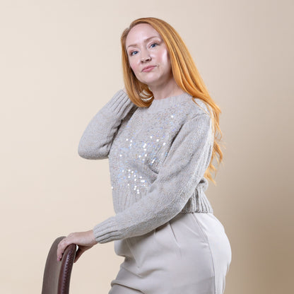 Sequin Pullover Sweater Dove