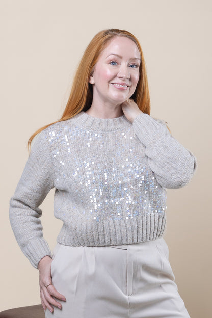 Sequin Pullover Sweater Dove