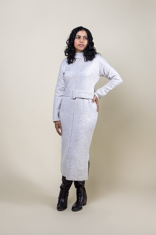 Long Sleeve Midi Sweater Dress Oatmeal