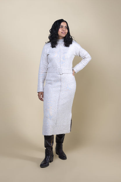 Long Sleeve Midi Sweater Dress Oatmeal