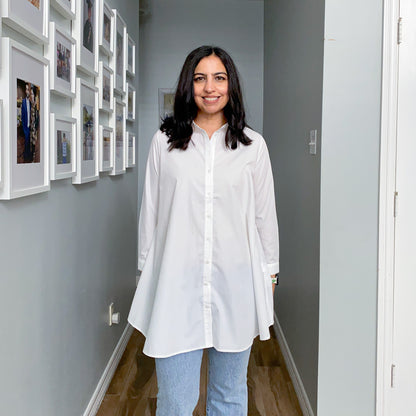 Long Sleeve Button Down Tunic White