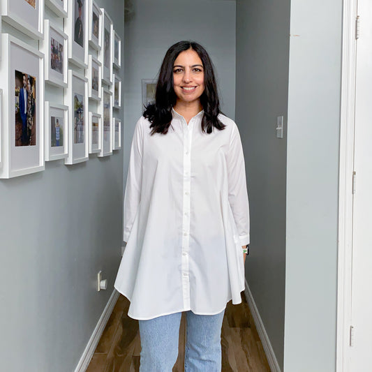 Long Sleeve Button Down Tunic White