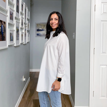 Long Sleeve Button Down Tunic White