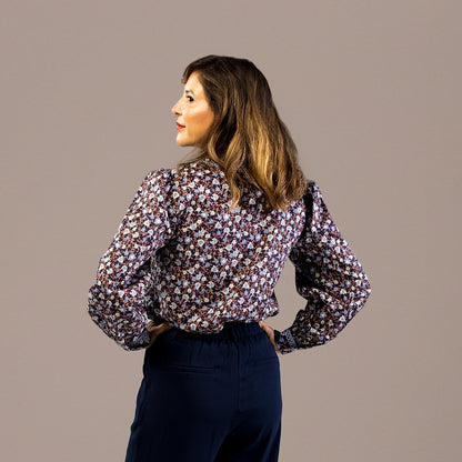 Floral Button Down Long Sleeve Shirt Blue