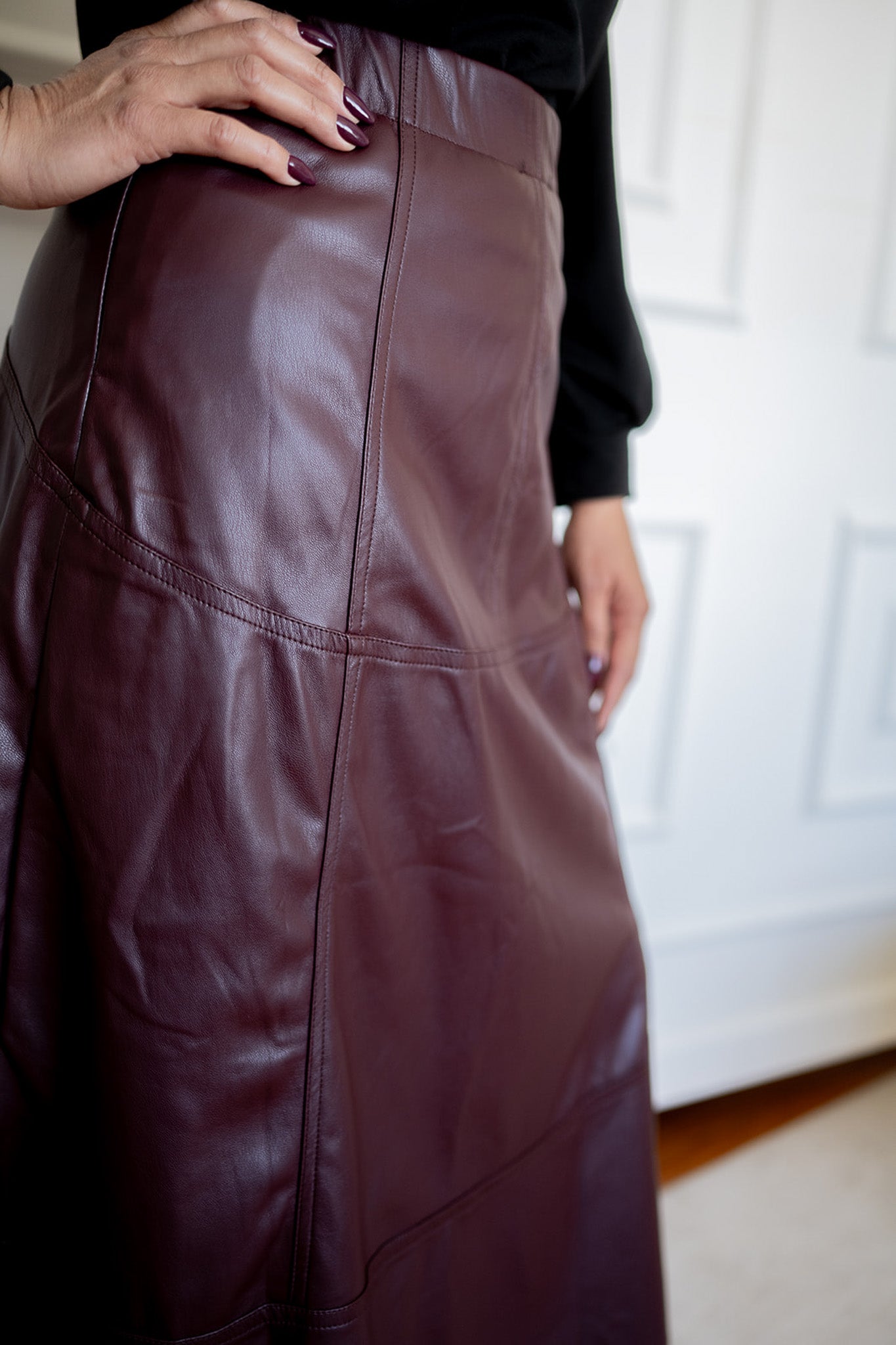 Primark Burgundy Faux Leather Croc Mini Skirt 8 | eBay