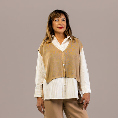Open Stitch Vest Tan