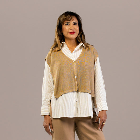 Open Stitch Vest Tan